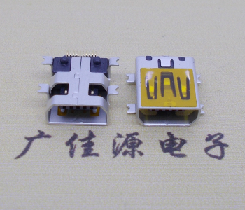 桥西迷你USB插座,MiNiUSB母座,10P/全贴片带固定柱母头