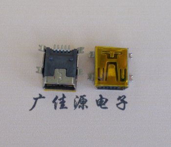 夏河MINI USB 5P 接口 母座 全贴带麦拉 高9.6带0.9柱子