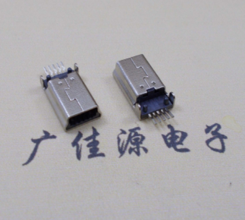揭东MINI USB公头 5pin端子贴板带柱 10.7mm体长