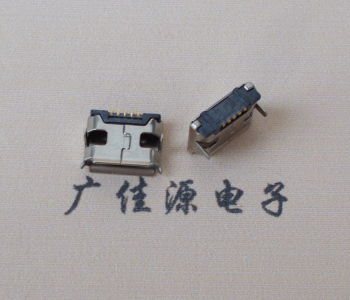 武江Micro usb 5pin接口 插板7.2mm脚距 无柱无焊盘镀镍