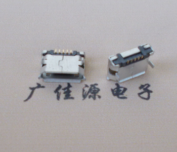 三台Micro USB卷口 B型(无柱）插板脚间距6.4普通端子
