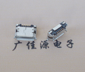 广平Micro USB 5pin接口 固定脚距6.4插板有柱卷边
