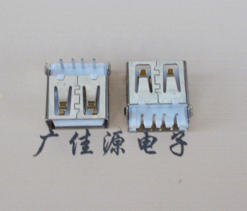 岭东USB母座接口 AF90度沉板1.9引脚4P插件白胶芯直边