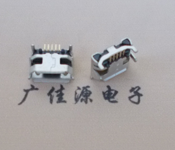 三台Micro USB母座牛角间距7.2x6.6mm加长端子定位柱