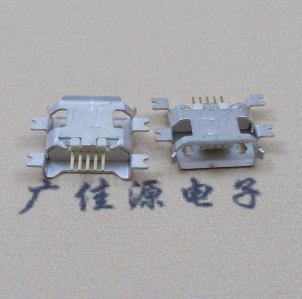 曹县MICRO USB5pin接口 四脚贴片沉板母座 翻边白胶芯