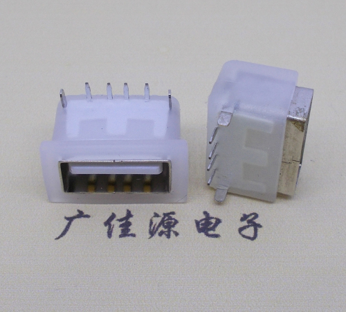 鹤山卧式后两脚DIP插板USB AF 2.0防水母座,反向插A公头连接器