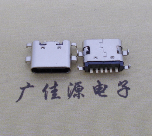 曲松简易充电type c6P母座沉板1.6mm接口