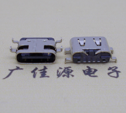 三台USBType-C6P母座卧式接口沉板0.8mm