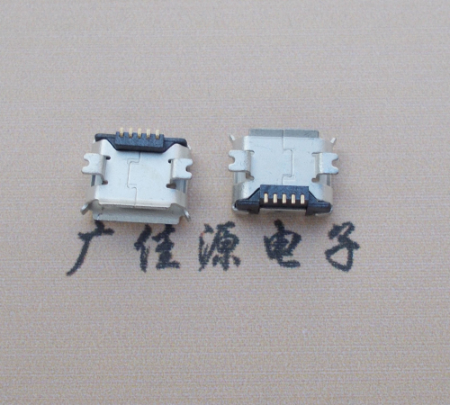 大庆Micro USB 5PIN接口,B型垫高0.9mm鱼叉脚贴片雾锡卷边