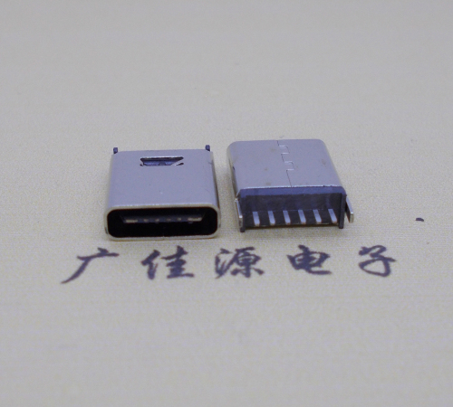 曲松直立式插板Type-C6p母座连接器高H=10.0mm