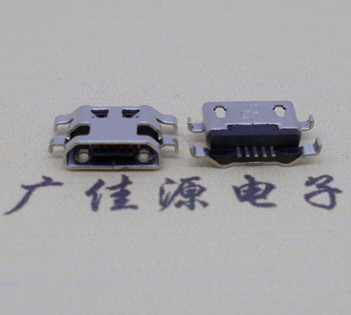 合作micro usb5p连接器 反向沉板1.6mm四脚插平口
