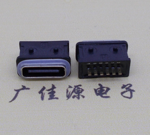 曲松防水type-c6p母座立式直插带定位住连接器