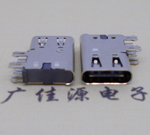 渑池侧插USB3.1接头座子.90度type-c母座.6p侧插连接器