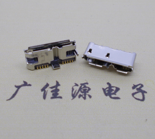 黄埔 双接口micro usb3.0母座有卷边10pin三个固定脚插板