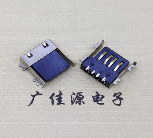 岭东薄胶芯母座 USB2.0卧式贴板A母10.0短体接口连接器